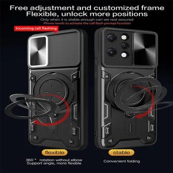 Redmi 12 4G מקרה דחוף חלון Shockproof שריון Coque Xiaomi Redmi הערה 12 12S Pro+ פלוס טורבו מכסה טבעת מתכת בעל Etui