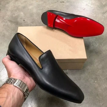 הסוליה האדומה נעלי גברים נעלי PU צבע מוצק אופנה עסקי מזדמן מסיבת יום יומי רב-תכליתי פשוט קל משקל קלאסי שמלת נעליים