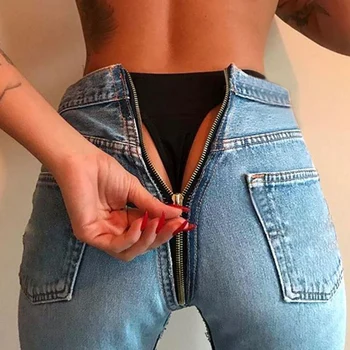 אופנה חדשה באיכות גבוהה נישה חוש עיצוב סקסי באיכות גבוהה אמצע המותן גב רוכסן עיפרון מכנסיים עיפרון מכנסיים ג ' ינס של נשים.