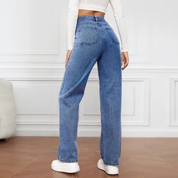 2023 חדש בציר ישר סגנון חדש באגי מכנסיים מזדמנים מכנסיים מותן כיס מכנסי ג ' ינס קיץ נשים y2k גבוהה מכנסיים מותן
