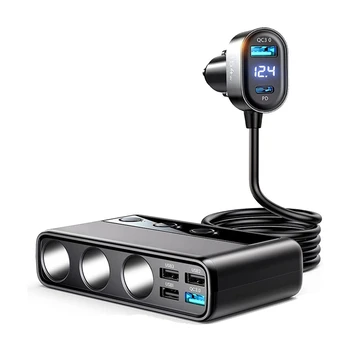 15W מטען לרכב מתאם Multiport טלפון הרכב מטען מפצל עם 5 יציאות USB עבור טלפונים חכמים/Ipad/Dashcam/GPS/מושב חימום