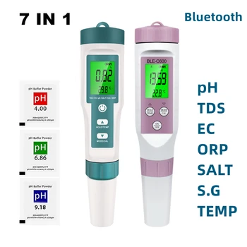 חדש כחול-השן 7 1 PH/ניכוי מס במקור/EC/ORP/מליחות /S. G/טמפרטורה מד מים באיכות בודק שתיית מים אקווריומים מד PH