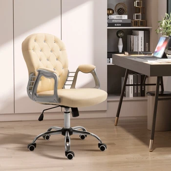 אופנה עור PU שנות ה-back-Office הכיסא המסתובב המצויץ משענת המשימה כיסא מרופד עם משענות, גובה מתכוונן