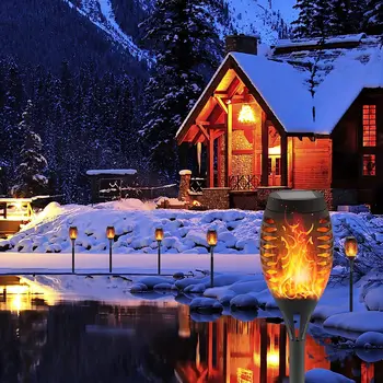 סולארי מהבהב לפיד אור LED עמיד למים שמש בחוץ חג המולד קישוט מתוך חשכה עד עלות השחר של ליל כל הקדושים