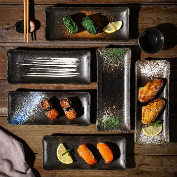 המטבח היפני הרבה סושי צלחת צלחת רוטב צ ' ופסטיקס לעמוד קרמיקה, צלחת יצירתי קינוח סושי צלחת מסחרי שולחן