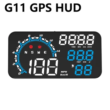 G11 GPS HUD תצוגה עילית של מהירות נגינה עם מהירות יתר אזעקה אוניברסלית נפט, דלק, חשמל רכב היברידי עם LED שעון