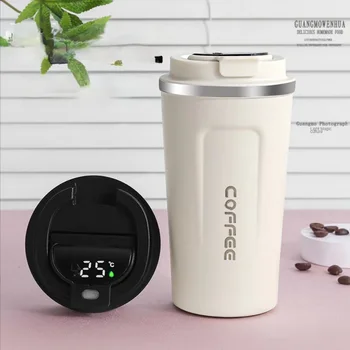 חכם תרמוס קפה 380ml 510ml כוס נירוסטה מבודד כוס LED דיגיטלי תצוגת טמפרטורה הספל חמה/אייס קפה