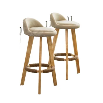 עץ מלא בר כיסא מודרני פשוט בר הכיסא נורדי יצירתי בר שרפרף רטרו חנות תה גבוה שרפרף בבית.