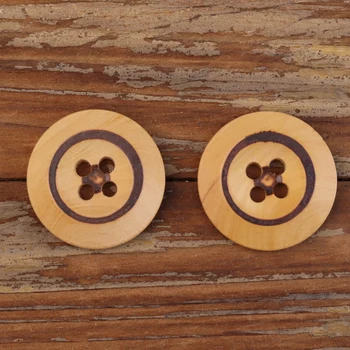 6pcs 4 חור באיכות גבוהה מעץ כפתורים מעגל חום קפה טבעי הדפסה תפירה אביזרים עבור Mens הלבשה לאביב קיץ