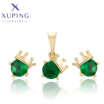 Xuping תכשיטים חדשים סגנון אופנה זירקון אור צבע זהב שרשרת תליון עגיל להגדיר עבור נשים קלאסי אירועים מתנה X000706276