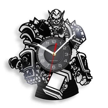 Orgrim Doomhammer התקליט ויניל שעון קיר חדר השינה Warchief Orcish נחיל רטרו מוסיקה אלבום Longplay השעון עיצוב הבית לצפות