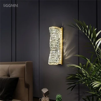 יוקרה, אומנות השינה הגביש הוביל המיטה מנורת קיר-High-End הסלון רקע מנורת קיר אישיות יצירתית מעבר אור