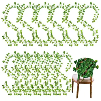 מזויף גפנים 12 יח ' ירק עלים זיוף מלאכותי אייבי צמחייה גרלנד צמחים תלויים השינה אסתטי עיצוב גינה ביתית