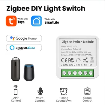 ZigBee Tuya חכם להחליף 10A 2/3/4 הכנופיה 2-דרך בקרת אוטומציה ביתית מודול שליטה קולית אוטומציה מודול יישום לתוכנית טלויזיה