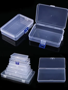 שקוף Dustproof תיבת מלבני פלסטיק שקוף תכשיטים אחסון עמיד למים עמיד רב תכליתי חזק קופסא לטבעות