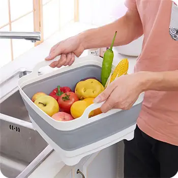 יצירתי פלסטיק מתקפל ירקות פירות כביסה ניקוז סל מסננת מסננת מתקפלת מייבש כלי מטבח