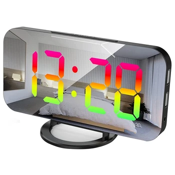 RGB דיגיטלי שעון מעורר עבור חדר שינה, 6.5 אינץ ' HD & מראה תצוגה עם 4 RGB מחליף צבעים ו 7 רגיל צבע ספרות