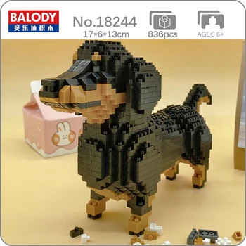 Balody 18244 עולם החי כלב תחש לעמוד מחמד בובת מודל 3D DIY מיני יהלומים אבני בניין לבנים צעצוע לילדים אין קופסא