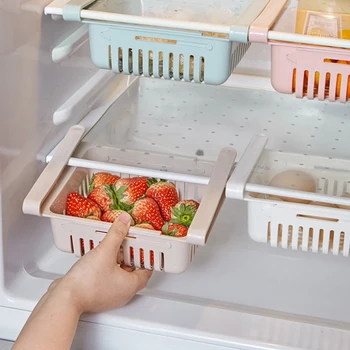 מקרר ארגונית קופסא לאחסון במקרר מגירת אחסון פלסטיק המכיל פירות ביצה אוכל תיבת אחסון במטבח ארגונית מדף