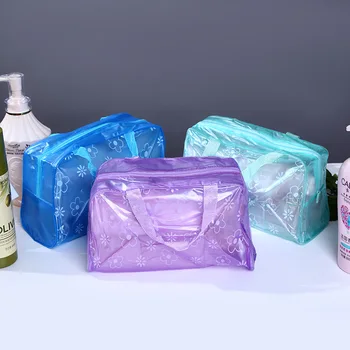 נייד PVC שקוף איפור תיקים של נשים פרחוני עמיד למים קוסמטיים תיק נסיעות כביסה רחצה מקלחת שקית אחסון שקיות