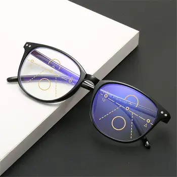 Progressive Multifocal משקפי קריאה אור כחול חוסם את המחשב משקפיים לגברים נשים האביב ציר הקוראים משקפי שמש+1.0~+4.0