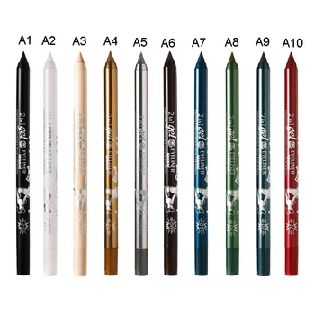 10 צבעים אייליינר ג ' ל עט מקל העיניים עפרונות איפור עמיד למים כתם-הוכחה קל צבע ססגוניות Maquiagem גבוהה פיגמנט