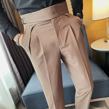 שחור/קפה סתיו חורף עסק חדש רשמית ללבוש חליפת מכנסיים לגברים, ביגוד כל התאמה מקרית Slim Fit המשרד מכנסיים 36-29