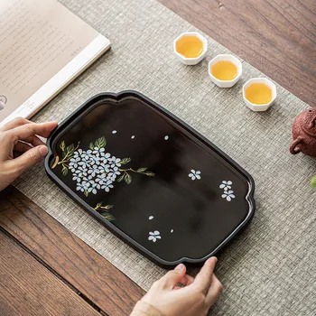 יד מצוירת ציור סיני סיר נושא יבש בועות שולחן קטן סיני רטרו במבוק מגש דיסק קונג פו ערכת תה תה קטן מגש