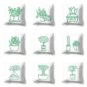 בסגנון נורדי ירוק צמחים דפוס הדפסה נוחה על הכרית הספה הכיסא מבד יכולים להיות מותאמים אישית