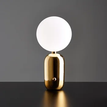 זכוכית מודרנית הכדור מנורות שולחן זהב שחור השינה ליד המיטה מנורת שולחן יצירתי מעצב מחקר קטן שולחן תאורה
