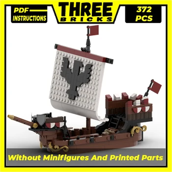 טכנית Moc לבנים סירת פירטים מודל הביניים בזים הספינה מודולרי אבני הבניין מתנות צעצועים לילדים DIY ערכות הרכבה