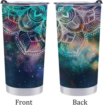 מנדלה פרח Galaxy דפוס כוס עם מכסה נירוסטה כפול קיר נסיעות כוס ואקום מבודד תרמי ספל קפה 20 עוז