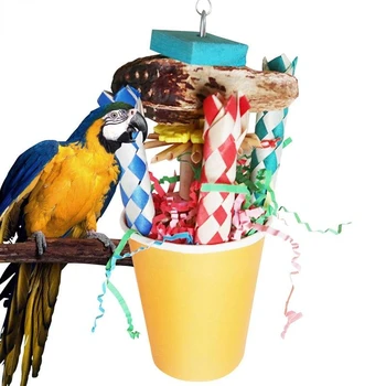 צבעוניות התוכי ללעוס צעצועים התוכי ליקוט טבעי ציפור כוס ללעוס צעצועים תוכי קוניור תוכי Lovebird ציפור צעצוע אספקה
