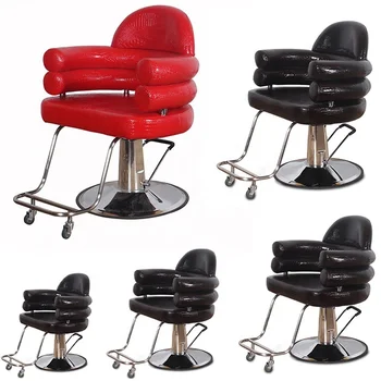 סלון יופי מספרה כיסא מספרה רהיטים אדום שחור זהב סטיילינג ספרית הכסא למכירה
