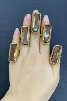 רב גדול Zultanite קריסטל האצבע טבעת מצופה זהב Diaspore צבע אבן לשנות לנשים ליידי מסיבת חתונה טורקית תכשיטים