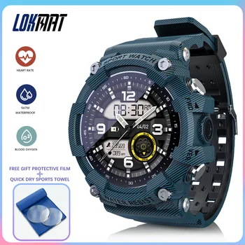 שעון חכם LOKMAT התקפה 2 מולטי ספורט מגע מלא עם מסך מוניטור קצב לב תמיכת Bluetooth אנדרואיד iOS יבש מהירה ספורט מגבת
