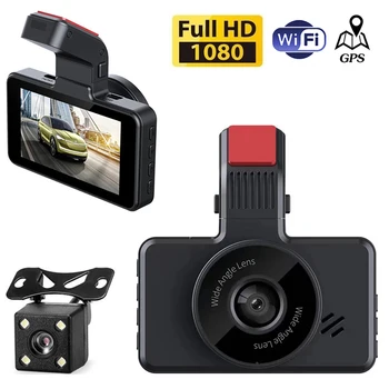 רכב DVR-WiFi Full HD 1080P דאש מצלמת מבט אחורי הרכב המצלמה מקליט וידאו ראיית לילה אוטומטי Dashcam GPS לוגר אביזרי רכב