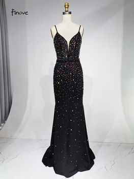 Finove חם למכור מוצרים חדשים שחורה סקסית V-צוואר הנשים שמלות ערב האביב והקיץ סגנונות יוקרה שמלות ערב 2023