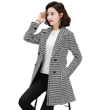 הלו צמר מעיל נשי חדש 2023 סתיו חורף מעיל קוריאנית סלים אמצע אורך נשים של צמר הלבשה עליונה מעיל רוח