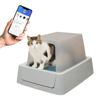 להשלים חכם ניקוי החתול בארגז החול, אפליקציית הטלפון מחובר, לפני הכניסה מכוסה