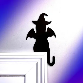 המכשפה השחורה בדלת החתול טופר ליל כל הקדושים הדלת בפינה תפאורה החג בבית החווה קישוט קיר קישוט ליל כל הקדושים ליום ההולדת