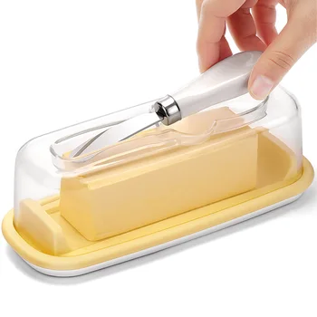 החמאה עם מכסה הסכין צלחת גבינות השיש מקרר, מטבח, כלי שולחן טרי שומר אחסון מחזיק מקל 1 מדיח כלים בטוחים