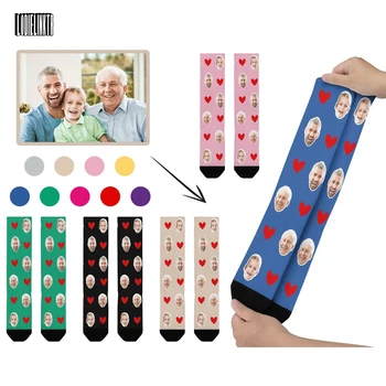 מותאם אישית הפנים גרביים עבור אבא מתנות ליום האב אישית גרביים עם פרצופים תמונה מותאמת אישית גרבי גברים, נשים, מצחיק, שמח גרביים