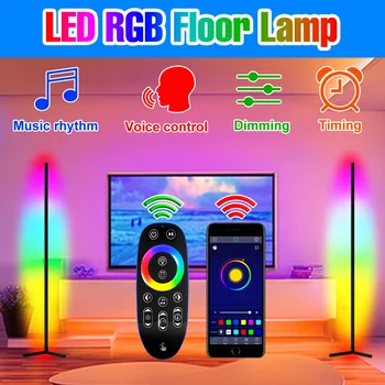 Smart LED מנורת רצפה סלון פינתי רוח אור אפליקציה של שליטה מרחוק ניתן לעמעום שינוי צבע עומד אור על עיצוב חדר השינה