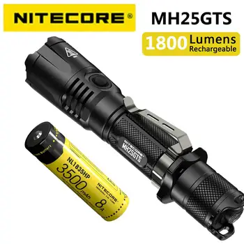 NITECORE MH25GTS פנס CREE XHP35 HD LED 1800 לומן USB לטעינה טקטי עם 1 NI1835HP 3500mAh