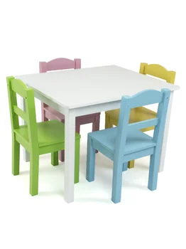 Tot מורים פסטל ילדים 5 חלקים מלבן שולחן כיסא להגדיר