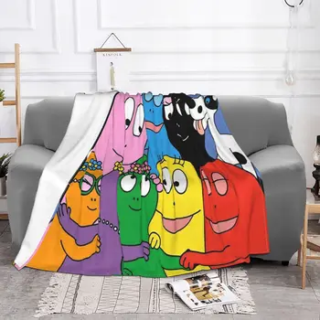 Les Barbapapa המשפחה שמיכת צמר אביב סתיו קריקטורה חמודה קל לזרוק שמיכות על הספה נסיעות כיסוי המיטה.