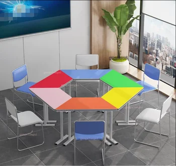 סטודנט צבע טרפז החדרת שילוב שש שולחן צד ייעוץ פסיכולוגי אימון מוסד פעילות קבוצתית בחדר