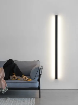 מינימליסטי רצועת LED מנורת קיר חדר השינה ליד המיטה מנורה נורדי יוקרה בסלון ספה רקע ליניארי המנורה