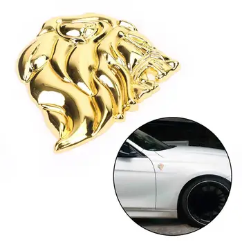 כרום מתכת אריה הראש 3D סמל טוטם תג המכונית-עיצוב שמאל זהב סמל גבי מדבקה לרכב כסף 2color איכות הגוף כוח L9I0